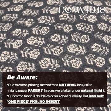 DOMVITUS 18x18 Pillow Cover, Floral Pillow Covers, Couch Pillows for Living Room, Decorative Farmhouse Accent Print Throw Pillow Covers, 1PC, Black