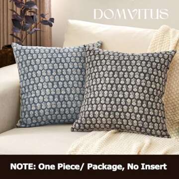 DOMVITUS 18x18 Pillow Cover, Floral Pillow Covers, Couch Pillows for Living Room, Decorative Farmhouse Accent Print Throw Pillow Covers, 1PC, Black