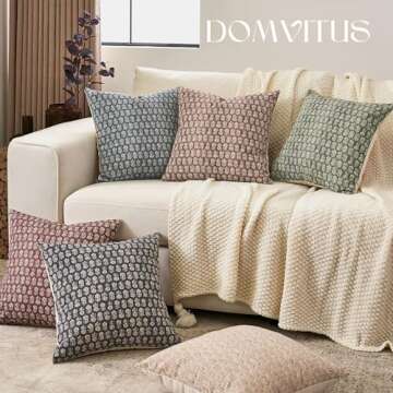 DOMVITUS 18x18 Pillow Cover, Floral Pillow Covers, Couch Pillows for Living Room, Decorative Farmhouse Accent Print Throw Pillow Covers, 1PC, Black