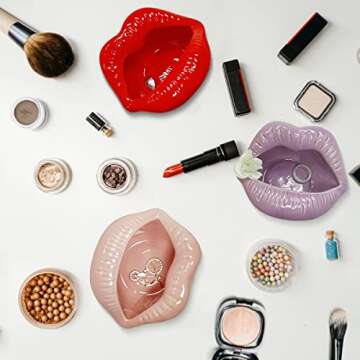 Queenbox Creative Ceramic Cigarette Ashtrays with Lips Style Fashion Home Decorations