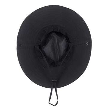 Mukeyo Womens Summer Sun Hat Wide Brim Outdoor UV Protection Hat Foldable Ponytail Bucket Cap for Beach Fishing Hiking Black