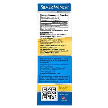 Natural Path Silver Wings Colloidal Silver 500PPM, Amber Brown Liquid Immune Support, 1 Fl Oz (Pack of 1)