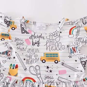 Toddler Little Girls Back to School Dresses -Apple, Pencils, Notebooks, Bookworm, School Bus，Glue,...