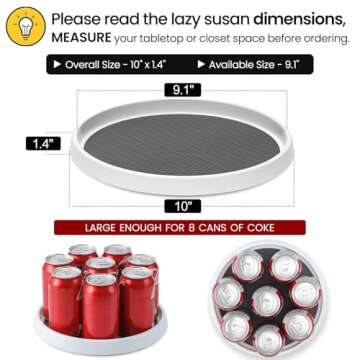 10 Inch Non-Skid Lazy Susan Organizers - Turntable Rack for Cabinet, Pantry Organization and Storage...