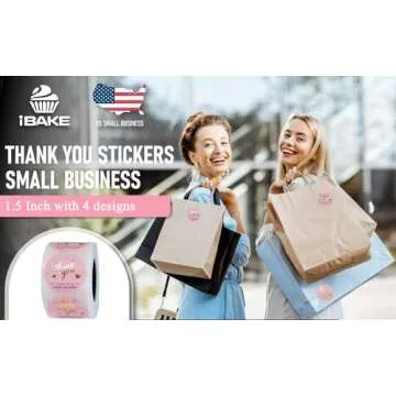 500 Pcs Thank You Stickers, 1.5 Inch Pink and Rose Gold Thank You Stickers for Small Business, Self-...