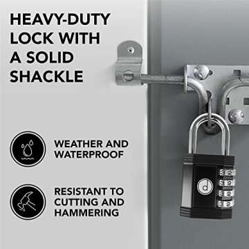 Padlock Combination Lock 4 Digit - for Gym Lock, School Locker Lock, Outdoor Gate, Fence, and Storag...