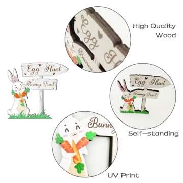 Anditoy Easter Tiered Tray Decor Set Easter Egg Bunny Wood Sign Decorations for Farmhouse Home Party Easter Decorations