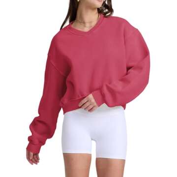 Hatant Sweatshirt for Women Acid Wash Athletic Hoodies Heritage Fleece V-neck Long Sleeve Hoodie Y2K...