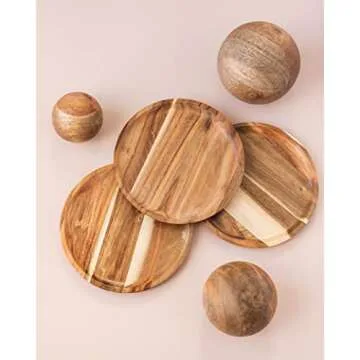 Tabor Place Acacia Wood Plates Set of 3 - 8 Inch Stylish Dinnerware