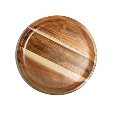 Tabor Place Acacia Wood Plates Set of 3 - 8 Inch Stylish Dinnerware