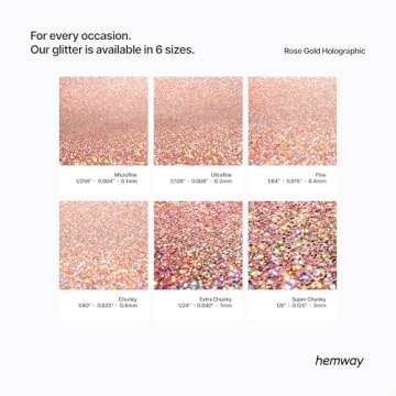 Hemway Craft Glitter 100g / 3.5oz Glitter Flakes for Arts Crafts Tumblers Resin Epoxy Scrapbook Glass Schools Paper Halloween Decorations - Fine (1/64" 0.015" 0.4mm) - Rose Gold Holographic