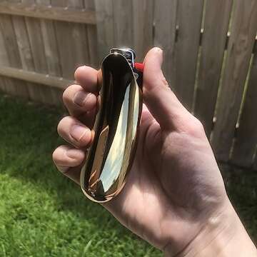 Metal Lighter Case Compatible BIC Lighter Standard Lighter Cover Holder Pouches Fits BIC Standard Size J6 One Piece in Gold