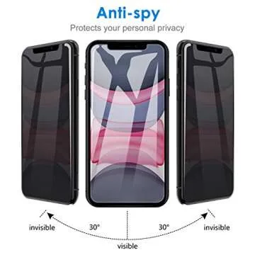 JETech Privacy Screen Protector for iPhone 11 and iPhone XR 6.1-Inch, Anti Spy Tempered Glass Film, 2-Pack