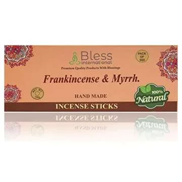 Bless-Frankincense-and-Myrrh 100%-Natural-Handmade-Hand-Dipped-Incense-Sticks Organic-Chemicals-Free for-Purification-Relaxation-Positivity-Yoga-Meditation The-Best-Woods-Scent (500 Sticks (750GM))