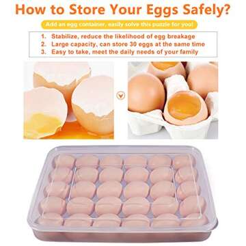 77L Deviled Egg Containers with Lid, (Set of 2), Plastic Deviled Egg Carrier Tray for 60 Eggs, Clear Storage Egg Holder for Refrigerator, Fridge Stackable Countertop Portable Egg Dispenser
