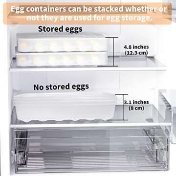77L Deviled Egg Containers with Lid, (Set of 2), Plastic Deviled Egg Carrier Tray for 60 Eggs, Clear Storage Egg Holder for Refrigerator, Fridge Stackable Countertop Portable Egg Dispenser