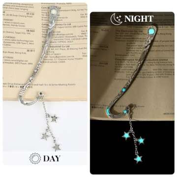 Jeffdad Luminous Moon and Stars Bookmark for Book Lovers
