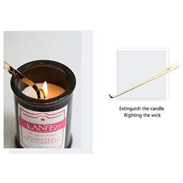 LOVE MEI 3 in 1 Candle Accessory Set, Candle Wick Trimmer Candle Cutter, Candle Snuffer Extinguisher, Candle Wick Dipper Candle Tools Kit Gift Package for Candle Lover,Family, Party,Dating Gold
