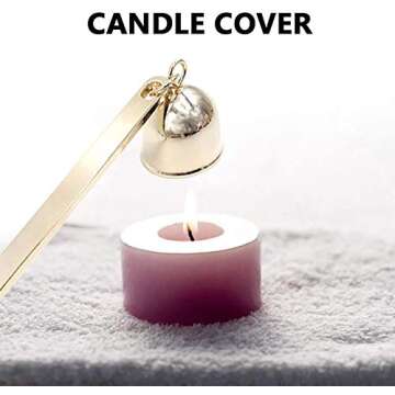 LOVE MEI 3 in 1 Candle Accessory Set, Candle Wick Trimmer Candle Cutter, Candle Snuffer Extinguisher, Candle Wick Dipper Candle Tools Kit Gift Package for Candle Lover,Family, Party,Dating Gold