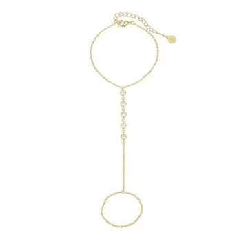 Faire de la Mode CZ Diamond Ring Bracelet Hand Chain Gold - 14k Gold Finger Ring Bracelet - Non-Tarn...