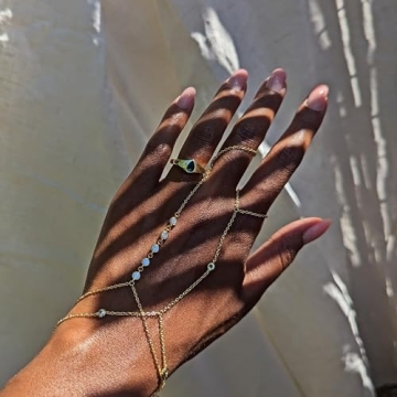 Faire de la Mode 14k Gold CZ Hand Chain Bracelet for Women