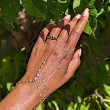 Faire de la Mode 14k Gold CZ Hand Chain Bracelet for Women