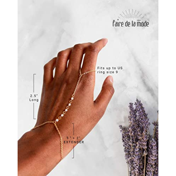 Faire de la Mode 14k Gold CZ Hand Chain Bracelet for Women