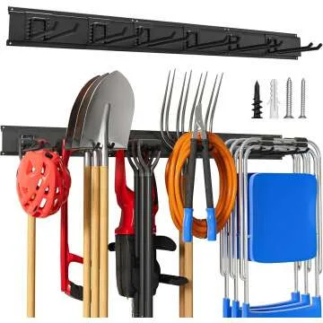 Wall Mount Garden Tool Organizer - Store Shovels & Rakes