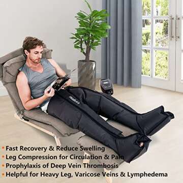 LONGEST Lymphedema Pumps Legs & Jacket Air Compression Recovery Boots System Machine for Swelling, Leg Circulation & Recovery in Athletes Medium