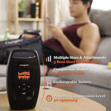LONGEST Lymphedema Pumps Legs & Jacket Air Compression Recovery Boots System Machine for Swelling, Leg Circulation & Recovery in Athletes Medium