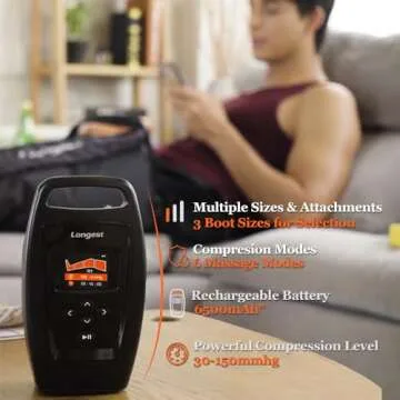 LONGEST Lymphedema Pumps Legs & Jacket Air Compression Recovery Boots System Machine for Swelling, Leg Circulation & Recovery in Athletes Medium