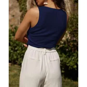 Sleeveless Vest Tops for Women Summer Linen Lightweight Causal Corset Petite Fitted Short Ladies Cute Tank Top Womens Blazers Jackets Suits Blue 0S