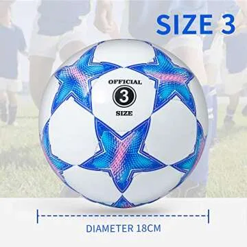Runleaps Soccer Ball Size 3 for Kids with Star Pattern