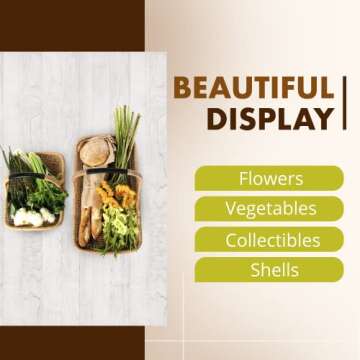 KOUBOO Vegetable & Flower Wicker Basket, Handwoven Rattan Basket with Leather-Wrapped Arch Handle, O...