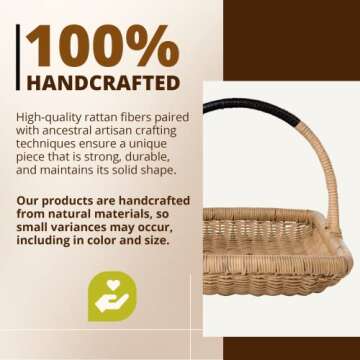 KOUBOO Handwoven Rattan Basket for Home & Garden