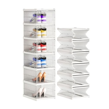 ZHAIXIAONIAN Foldable Shoe Rack Large Shoe Organizer for Closet 6 Tier Collapsible Shoe Storage Orga...