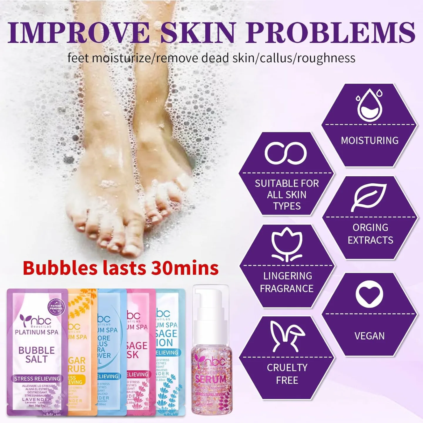 Lavender 6 in 1 Foot Spa & Pedicure Foot Soak Set