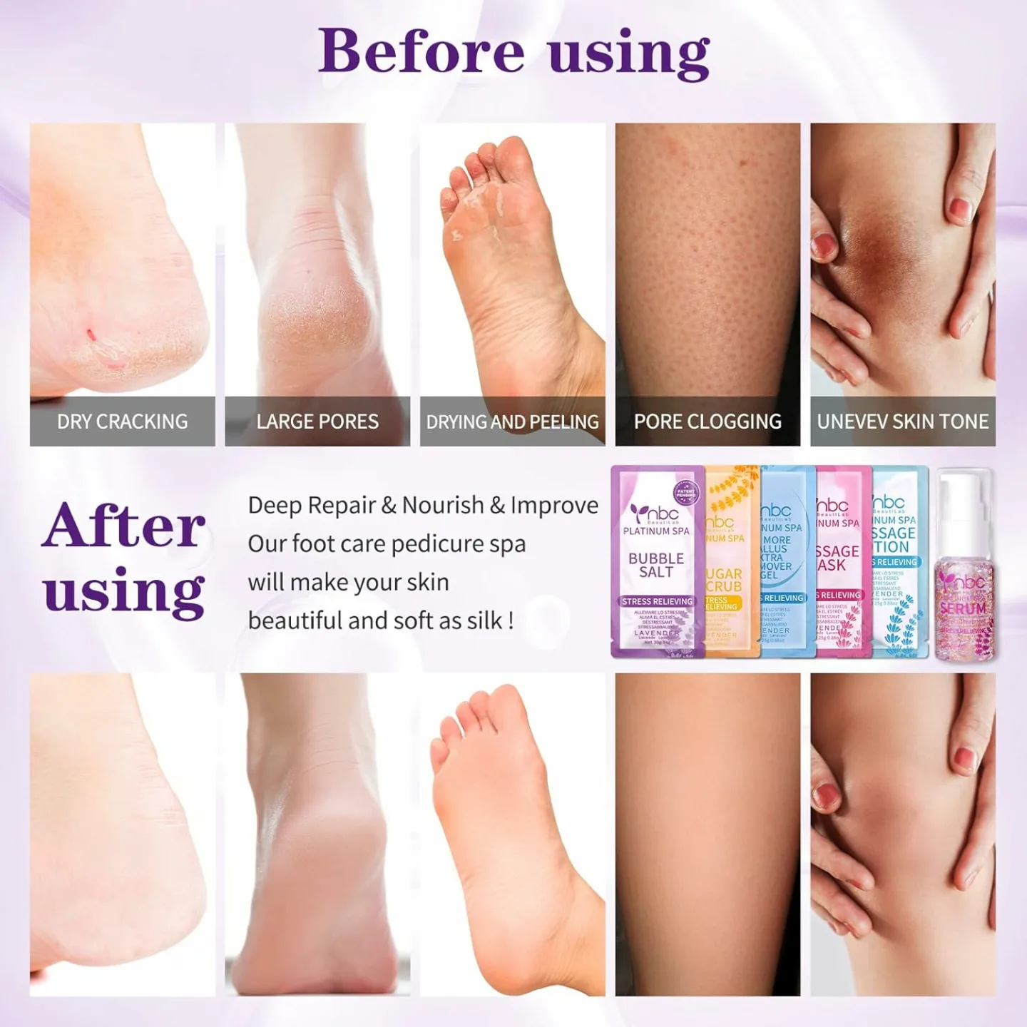 Lavender 6 in 1 Foot Spa & Pedicure Foot Soak Set