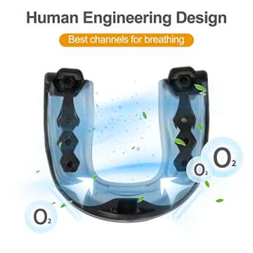 2Pack Football Mouth Guard with Strap, Soft Youth Mouth Guard Professional Sports Mouthguard for Boxing, Hockey, Basketball, MMA, Lacrosse, Rugby and Jujitsu (Blue)