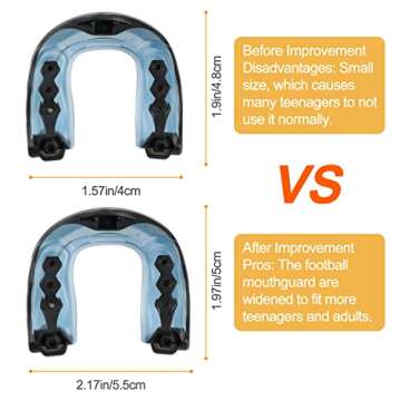 2Pack Football Mouth Guard with Strap, Soft Youth Mouth Guard Professional Sports Mouthguard for Boxing, Hockey, Basketball, MMA, Lacrosse, Rugby and Jujitsu (Blue)