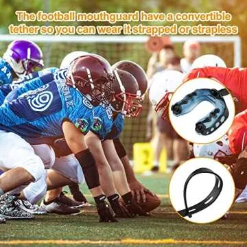 2Pack Football Mouth Guard with Strap, Soft Youth Mouth Guard Professional Sports Mouthguard for Boxing, Hockey, Basketball, MMA, Lacrosse, Rugby and Jujitsu (Blue)