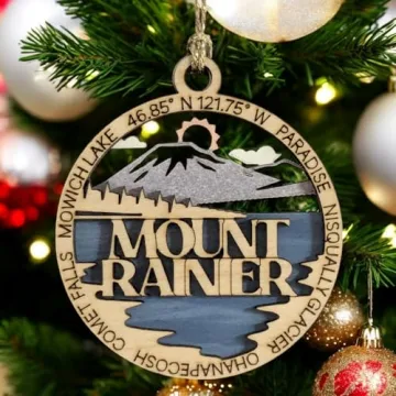 Handcrafted Wooden Ornament - Mount Rainier National Park