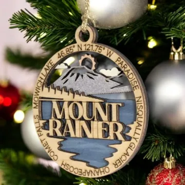 Handcrafted Wooden Ornament - Mount Rainier National Park
