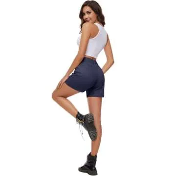 Rasutina Women Navy Blue Jean Shorts High Waisted Denim Shorts for Women Chino Cargo Shorts Women's Summer Jorts