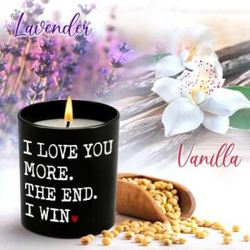 Valentines Day Gifts for Her Him - Anniversary, Wedding, Christmas, Birthday, Valentines Candle Gifts for Couple, Men, Women, Husband and Wife - Vanilla Lavender Scented Candles 10 Oz