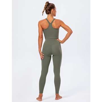 Lavento Women's Longline Sports Bras Yoga Racerback Crop Top with Built in Bra (Silky Olive Green, 6)