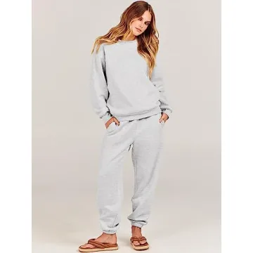 ANRABESS Women's Stylish Cozy Two Piece Lounge Set