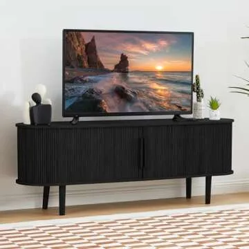 Modern NVETHM TV Stand with Sliding Door and Storage