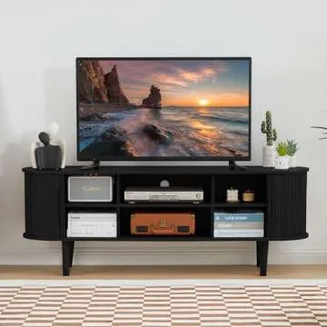 Modern NVETHM TV Stand with Sliding Door and Storage