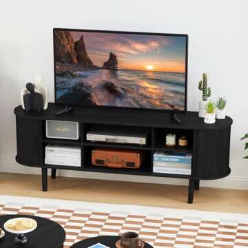 Modern NVETHM TV Stand with Sliding Door and Storage